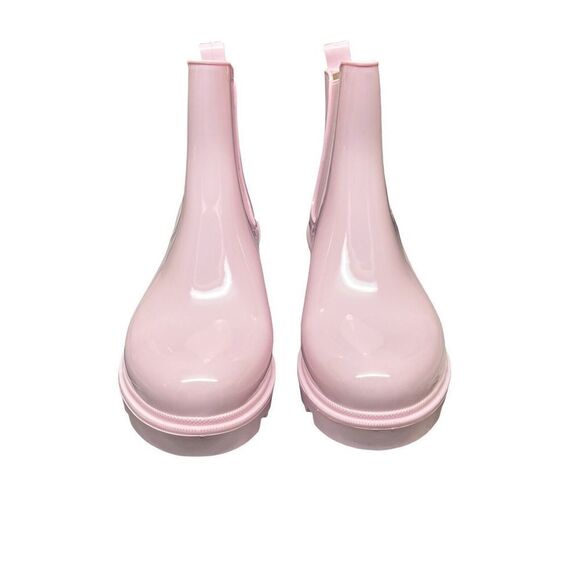 Just‎ Fab Boots Women's Pink Roonie Rain Heel Spring Easter Pull On Chelsea - Picture 3 of 9